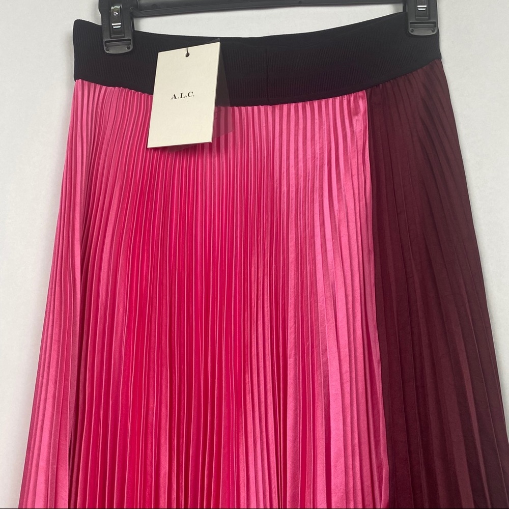 NWT A.L.C. Grainger Colorblock Pleated Midi Skirt - Picture 4 of 5